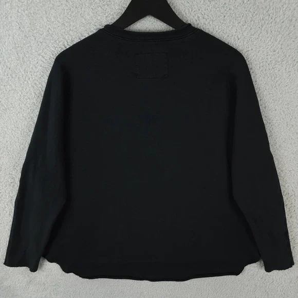 Frank & Eileen Anna Capelet Womens M Black Long Sleeve Triple Fleece Sweatshirt - Picture 2 of 9